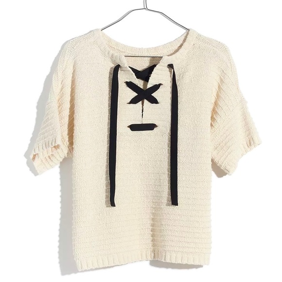 Madewell Cream Sweater with Black Detail - Picture 3 of 7